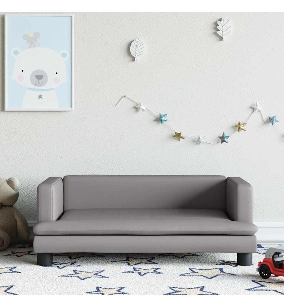 Kindersofa Grau 80x45x30 cm Kunstleder