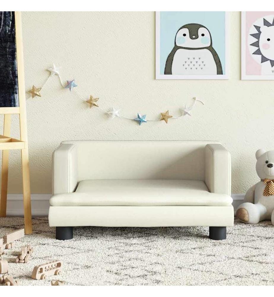 Kindersofa Creme 60x40x30 cm Kunstleder
