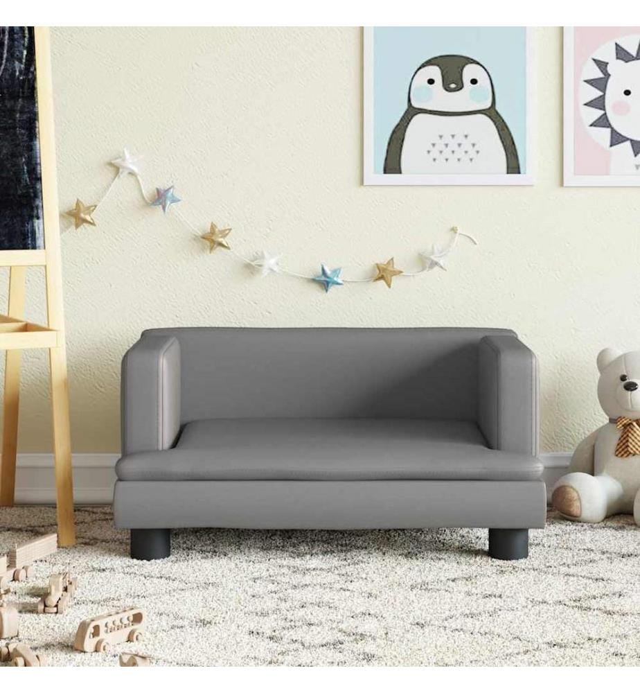 Kindersofa Grau 60x40x30 cm Kunstleder