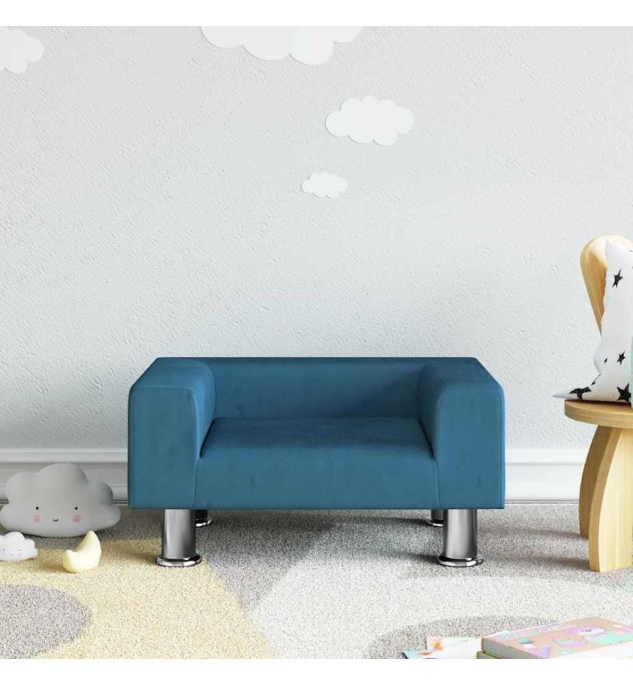 Kindersofa Blau 50x40x26,5 cm Samt