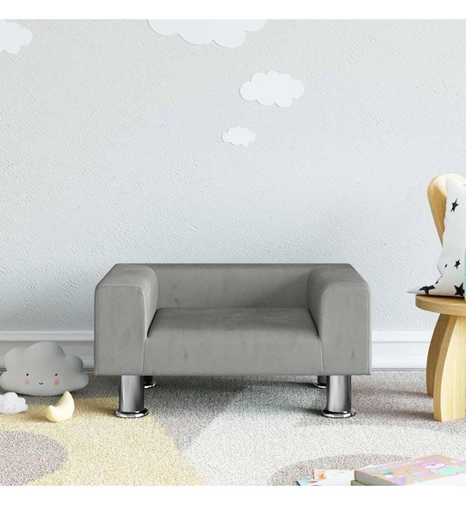 Kindersofa Hellgrau 50x40x26,5 cm Samt