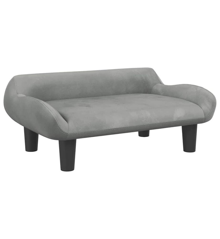 Kindersofa Hellgrau 70x40x24 cm Samt