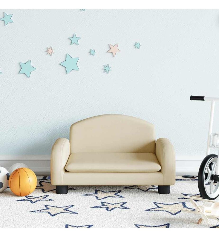 Kindersofa Creme 50x40x30 cm Stoff