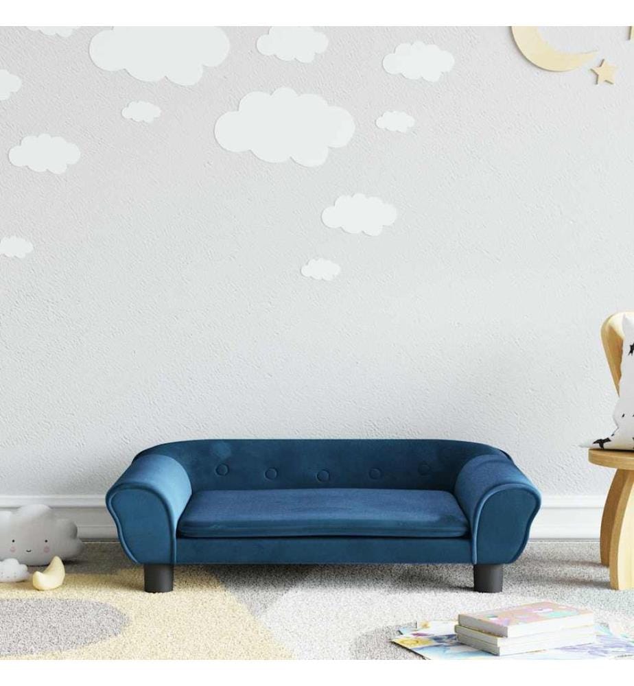 Kindersofa Blau 70x45x26 cm Samt