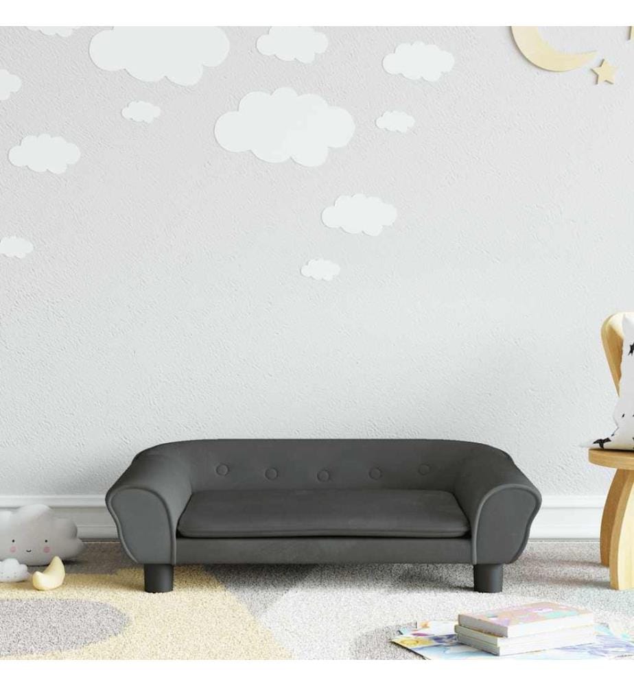 Kindersofa Dunkelgrau 70x45x26 cm Samt