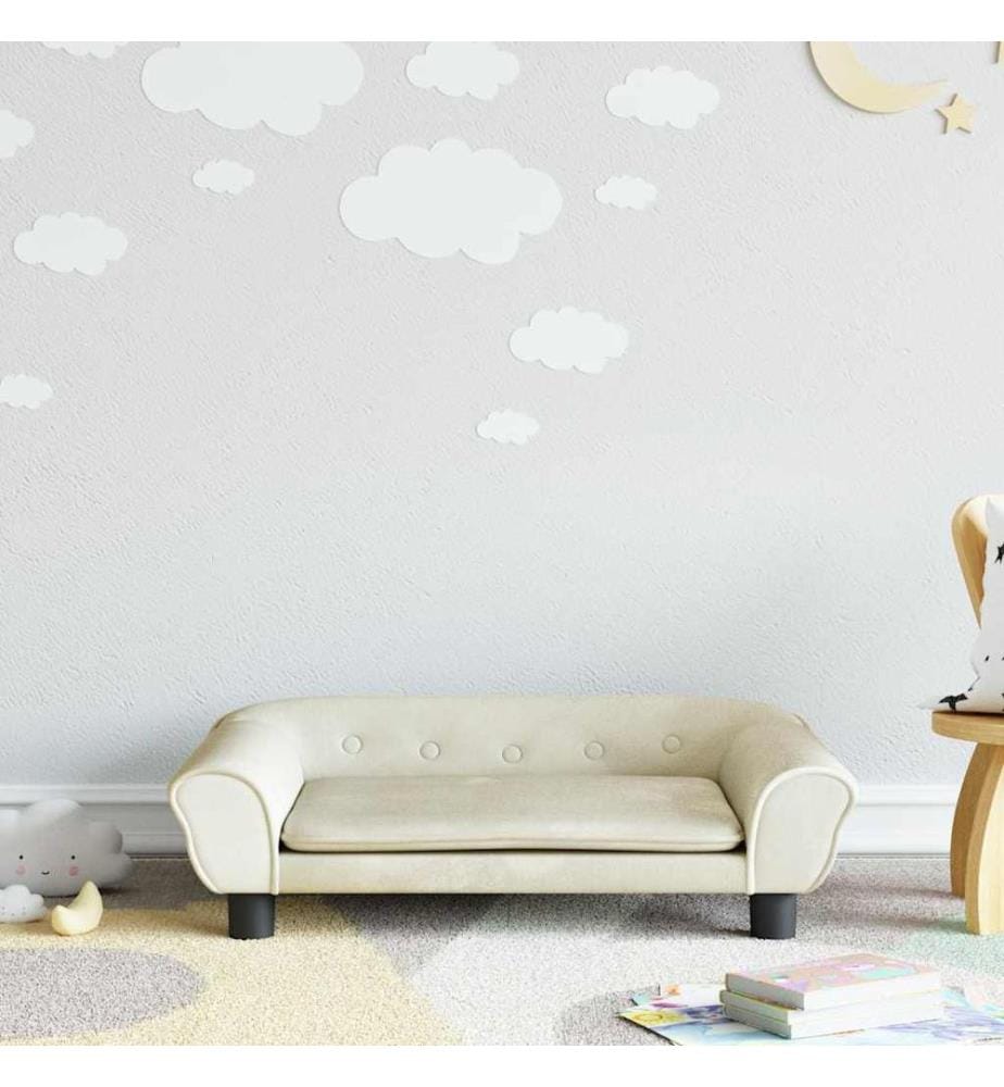 Kindersofa Creme 70x45x26 cm Samt
