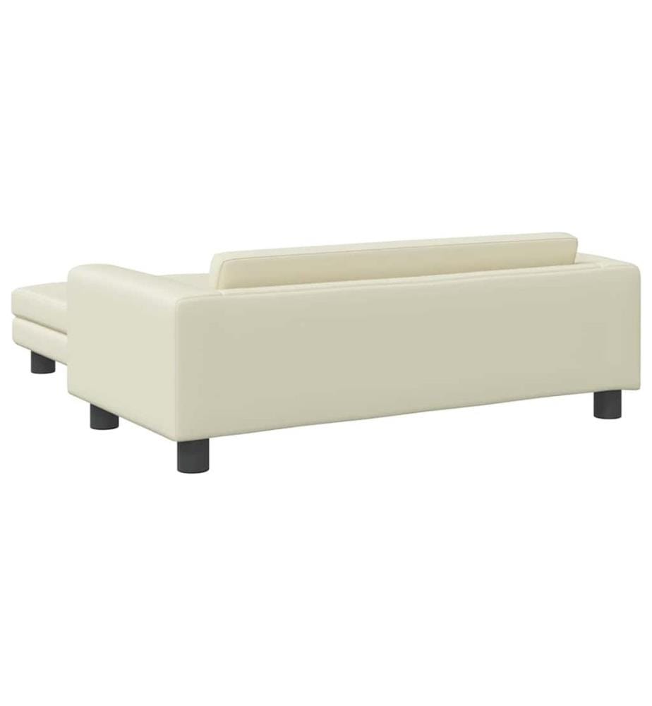 Kindersofa mit Hocker Creme 100x50x30 cm Kunstleder
