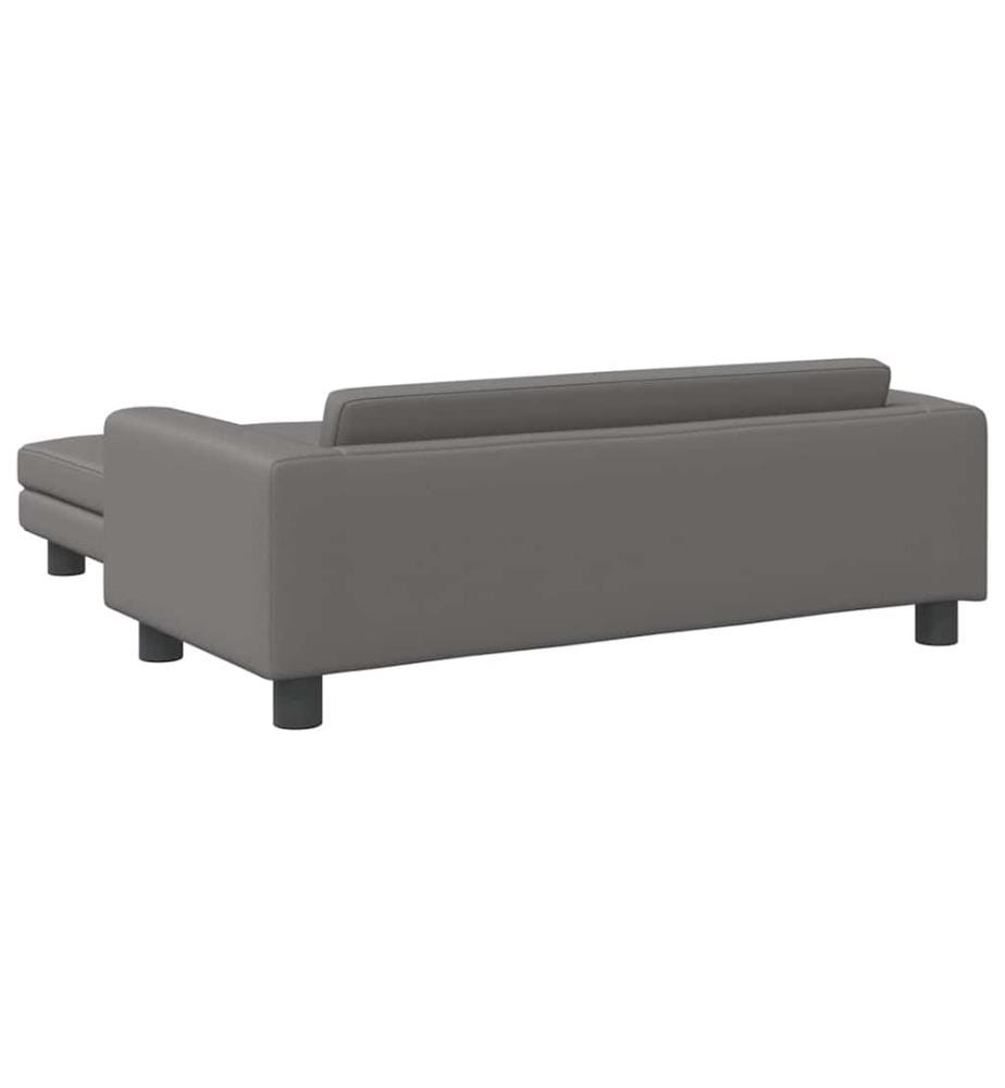 Kindersofa mit Hocker Grau 100x50x30 cm Kunstleder