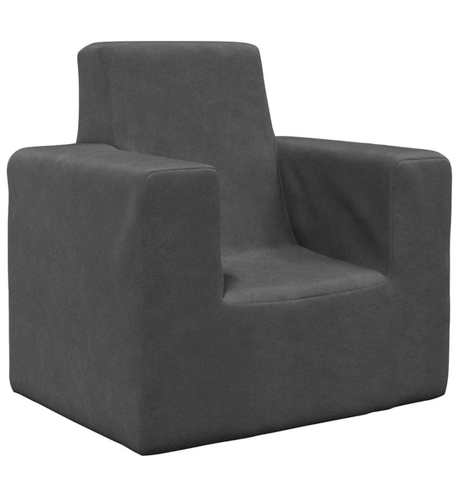 Kindersofa Anthrazit Weich Plüsch
