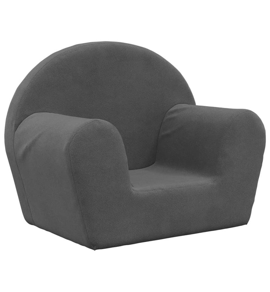 Kindersofa Anthrazit Weich Plüsch