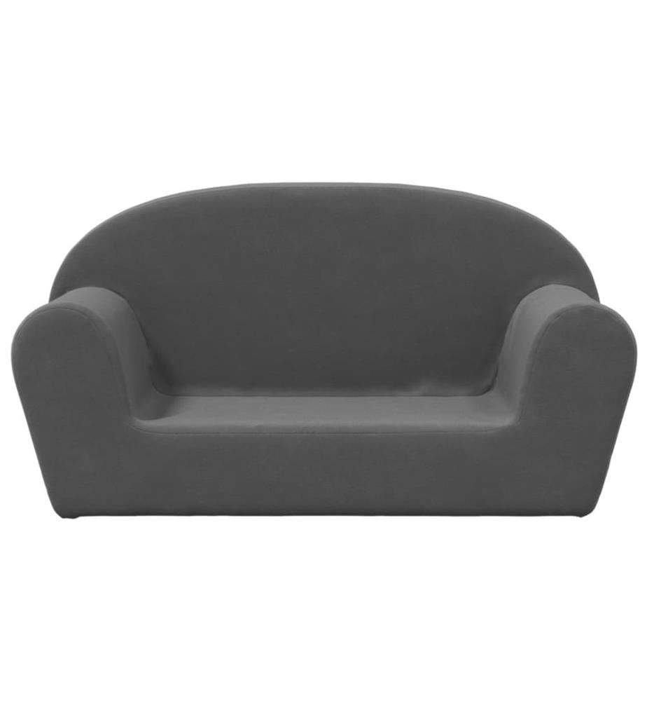 Kindersofa 2-Sitzer Anthrazit Weich Plüsch