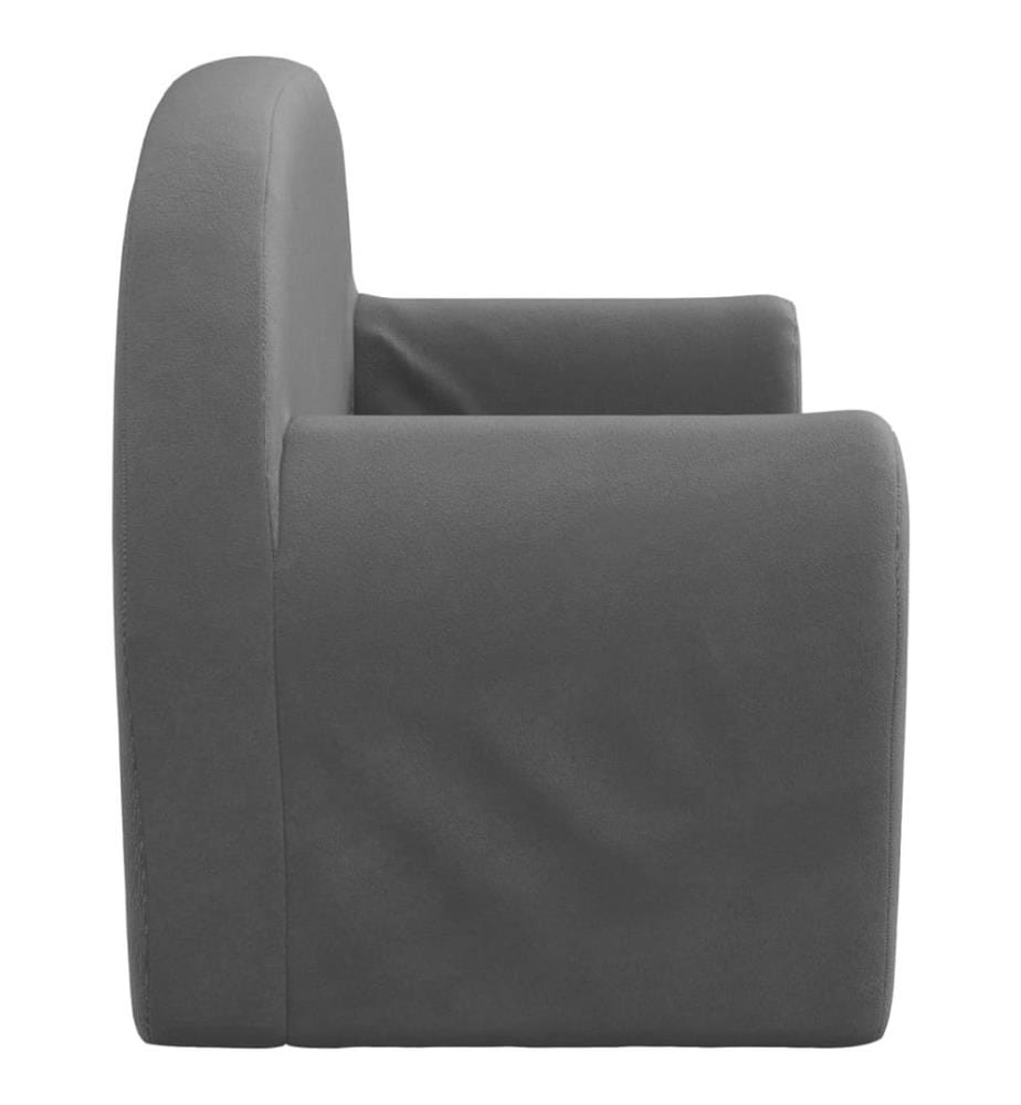 Kindersofa 2-Sitzer Anthrazit Weich Plüsch