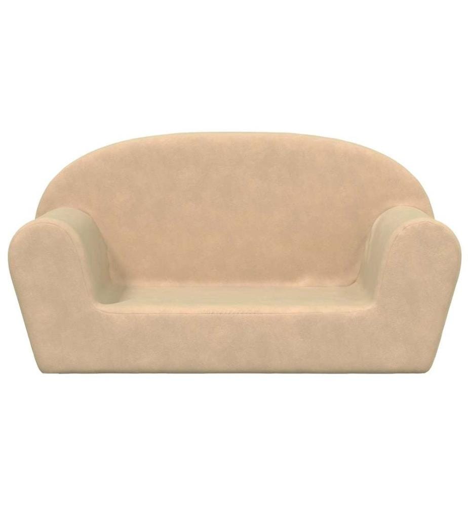 Kindersofa 2-Sitzer Creme Weicher Plüsch