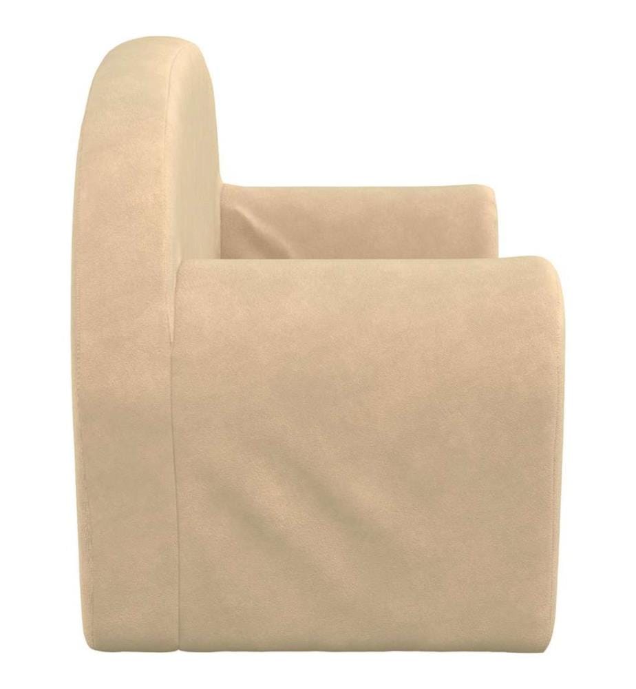 Kindersofa 2-Sitzer Creme Weicher Plüsch