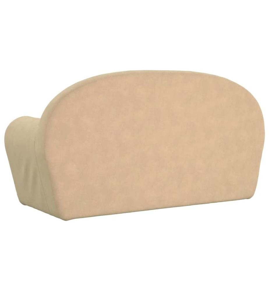 Kindersofa 2-Sitzer Creme Weicher Plüsch