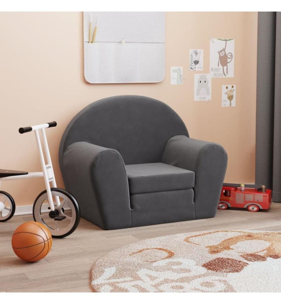 Schlafsofa für Kinder Anthrazit Weich Plüsch