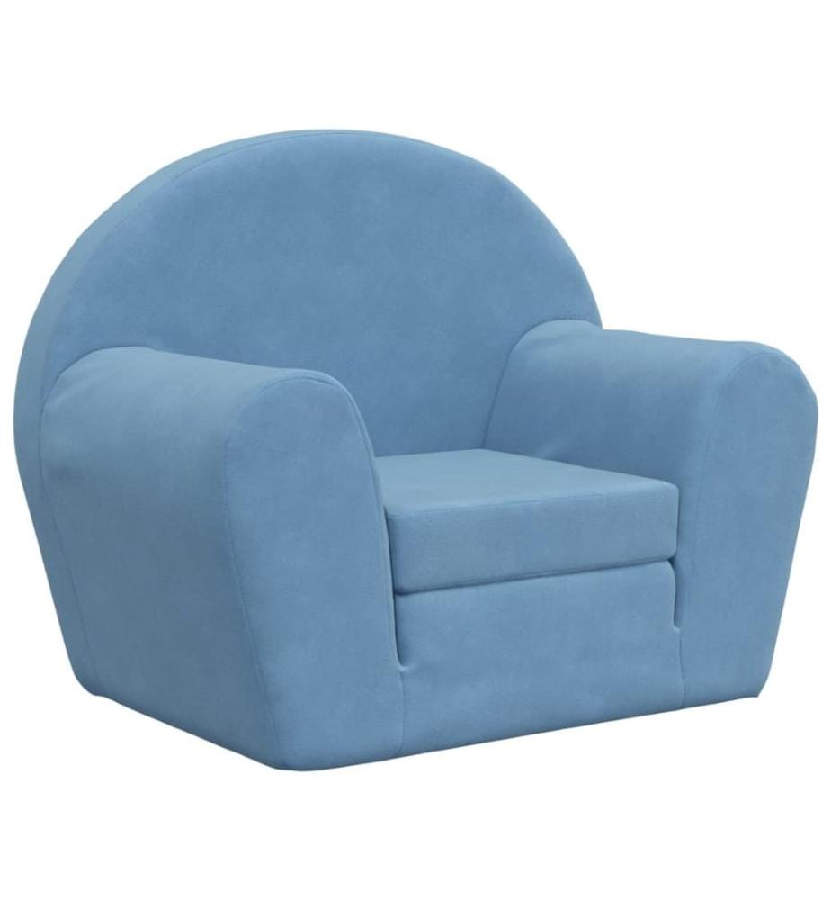 Schlafsofa für Kinder Blau Weich Plüsch