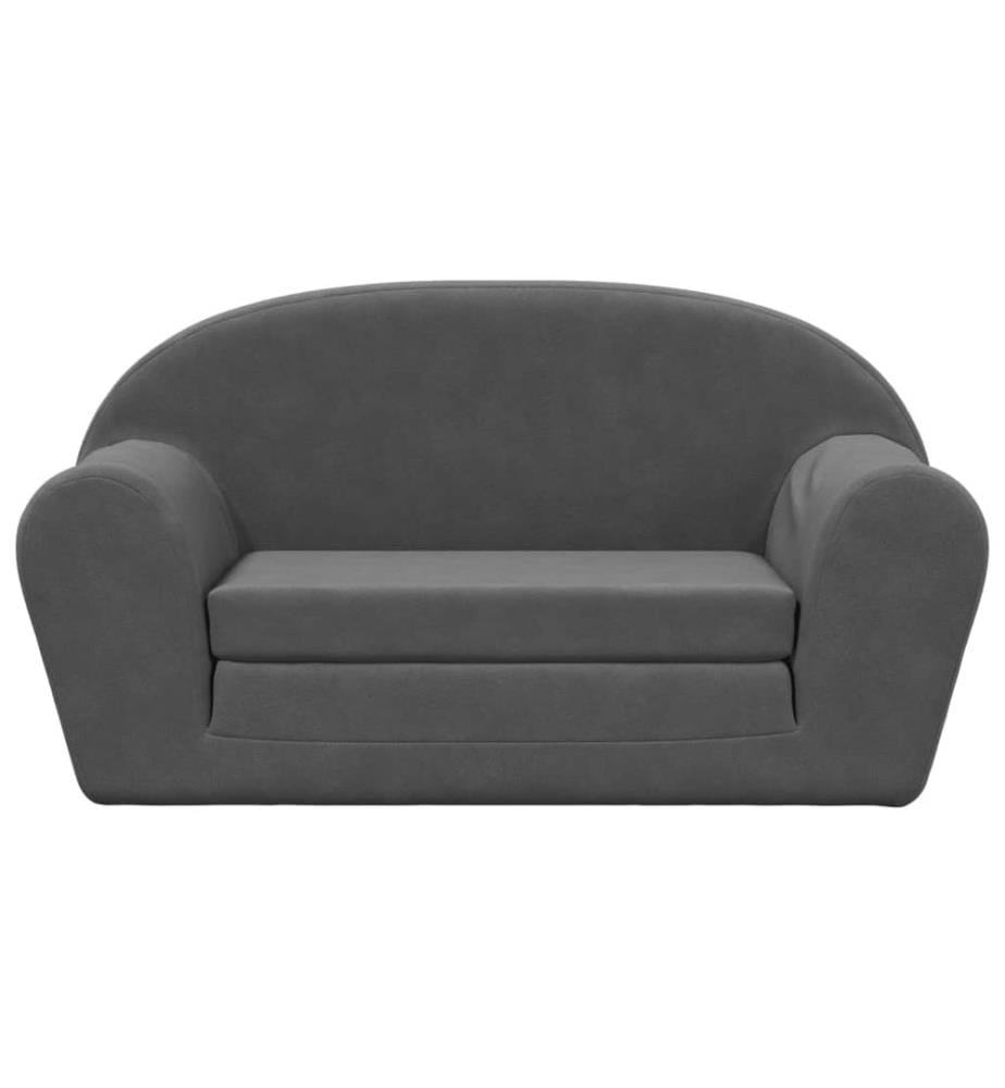 Kinder-Schlafsofa 2-Sitzer Anthrazit Weicher Plüsch