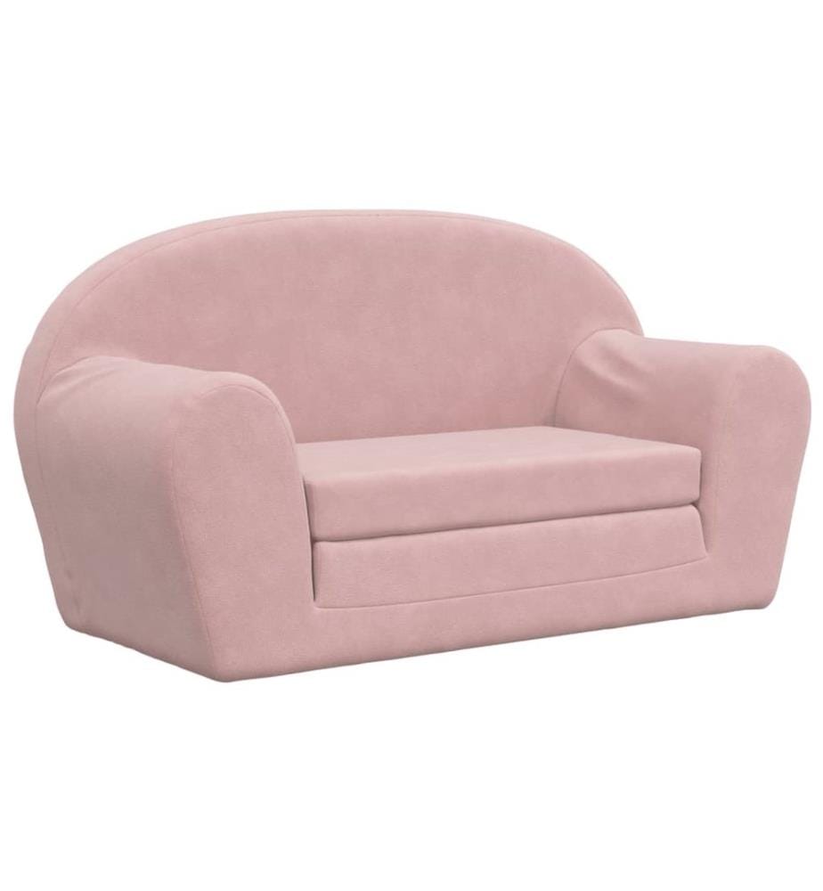 Kinder-Schlafsofa 2-Sitzer Rosa Weicher Plüsch