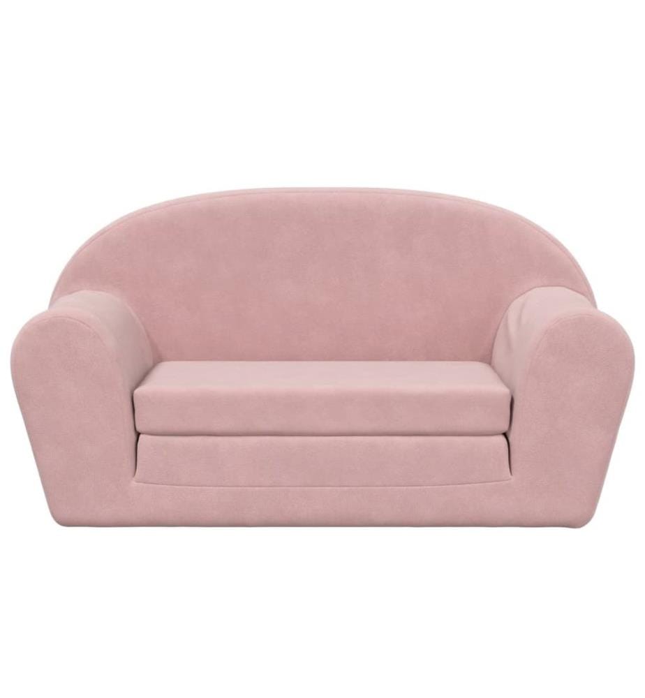 Kinder-Schlafsofa 2-Sitzer Rosa Weicher Plüsch