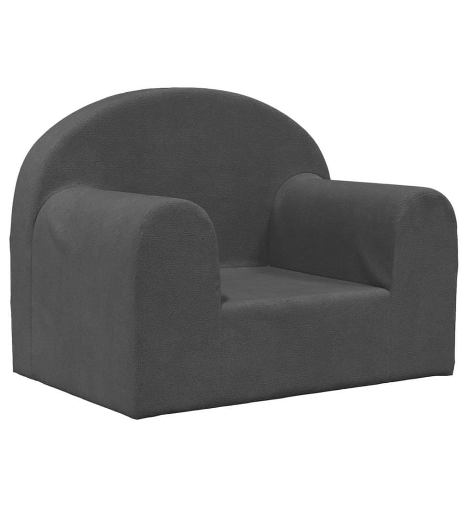 Kindersofa Anthrazit Weich Plüsch