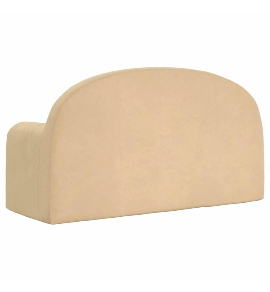 Kindersofa 2-Sitzer Creme Weicher Plüsch
