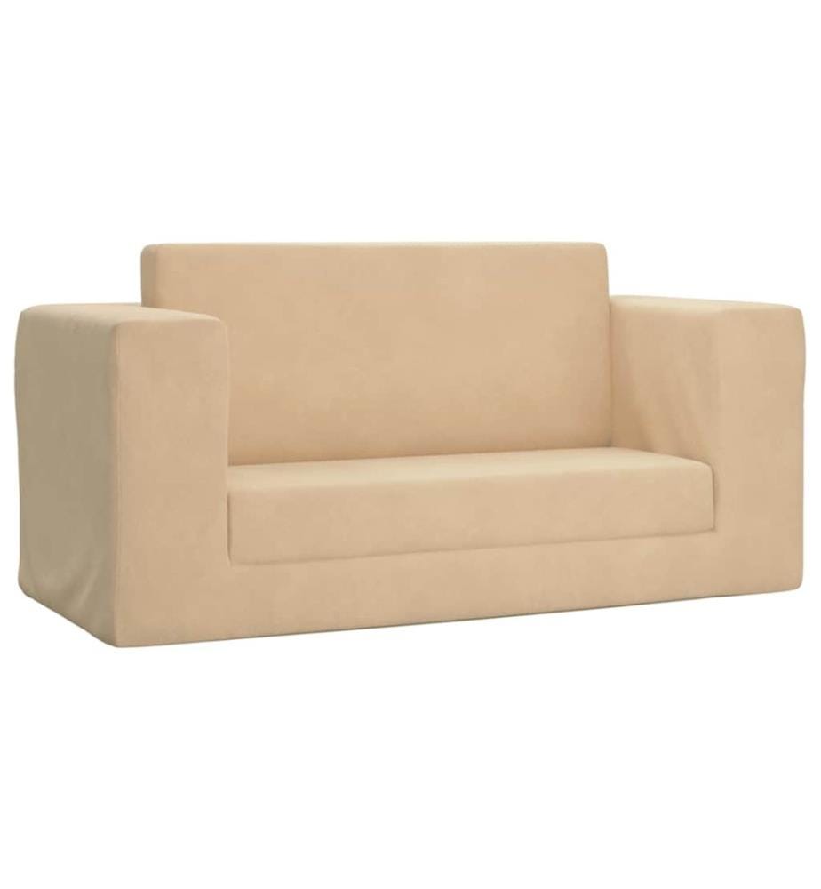 Kinder-Schlafsofa 2-Sitzer Creme Weicher Plüsch
