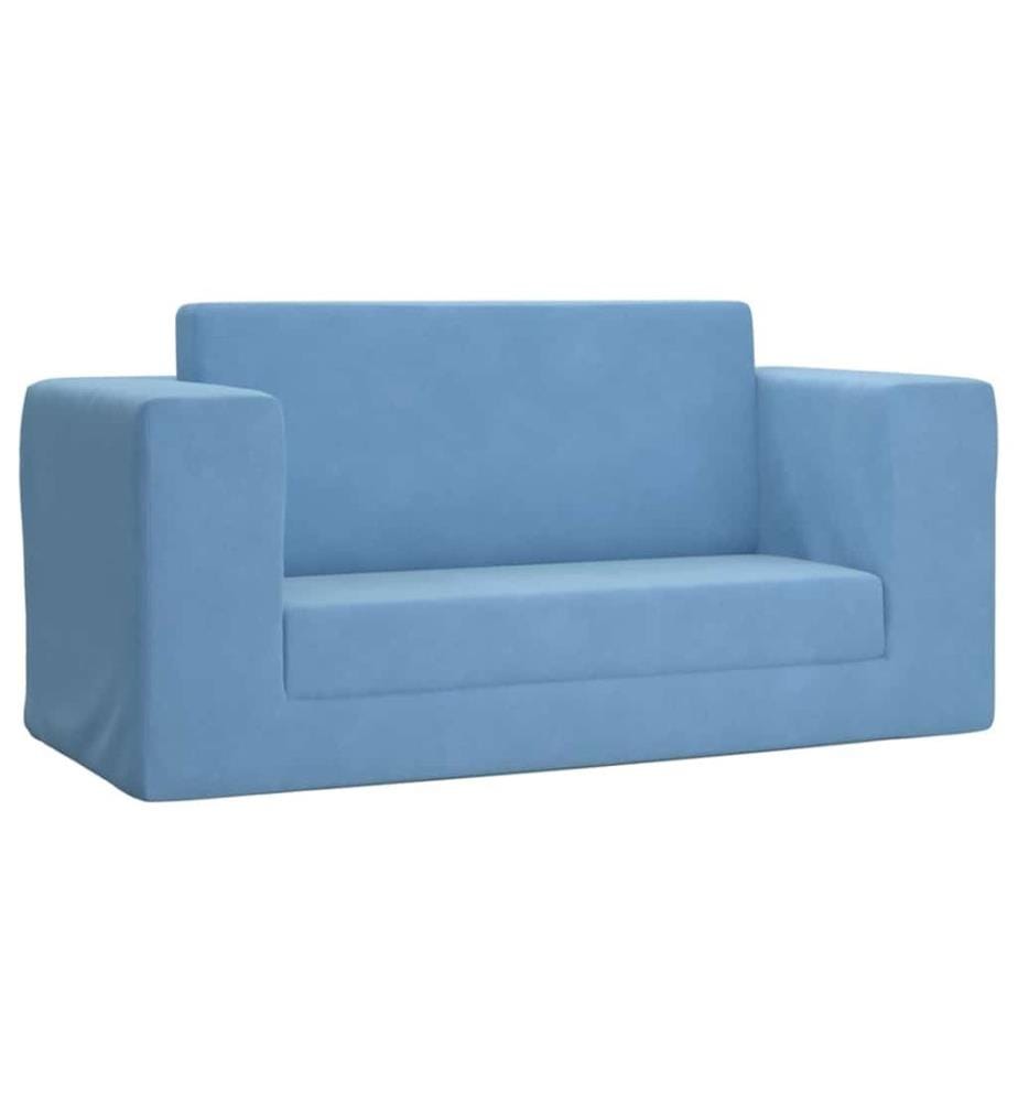 Kinder-Schlafsofa 2-Sitzer Blau Weicher Plüsch