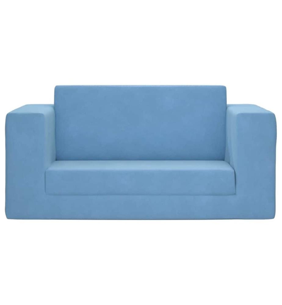 Kinder-Schlafsofa 2-Sitzer Blau Weicher Plüsch