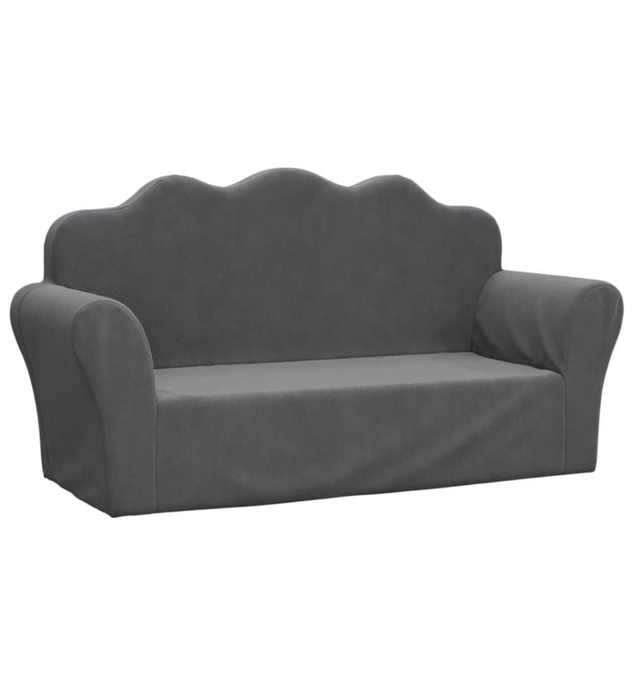 Kindersofa 2-Sitzer Anthrazit Weich Plüsch