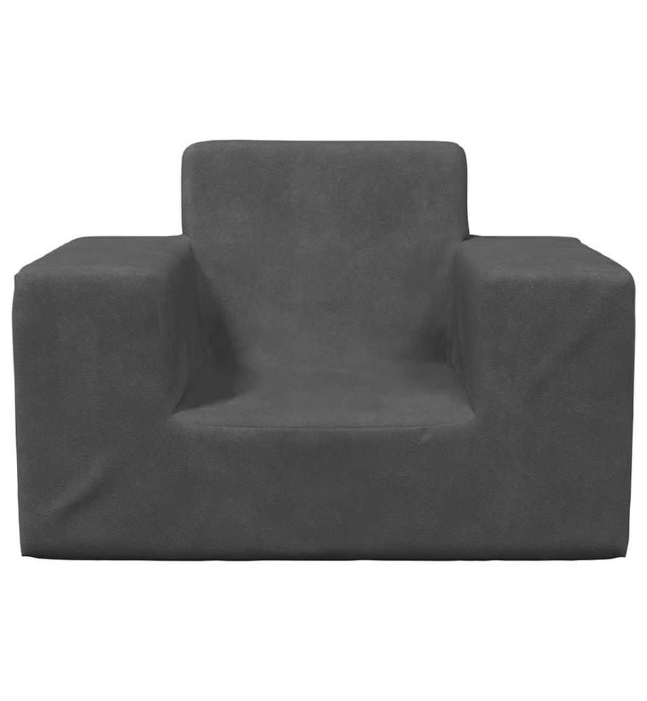 Kindersofa Anthrazit Weich Plüsch