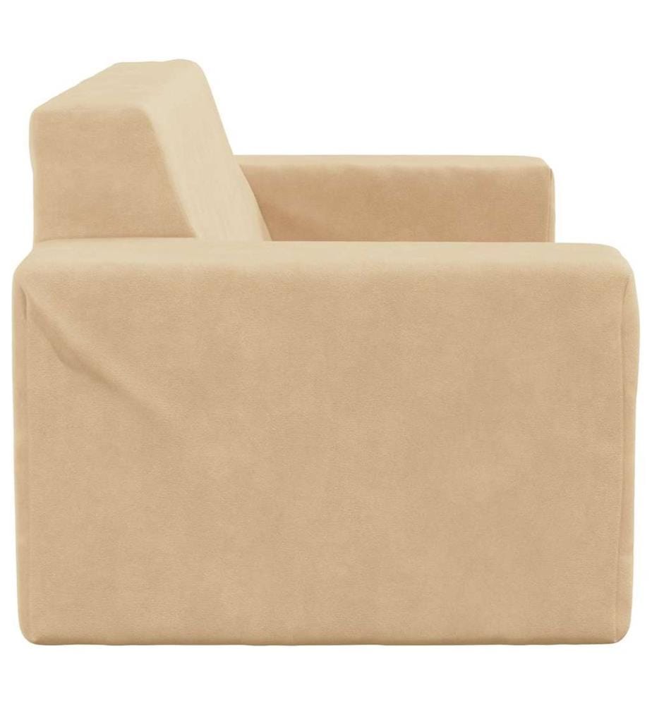 Kindersofa 2-Sitzer Creme Weich Plüsch