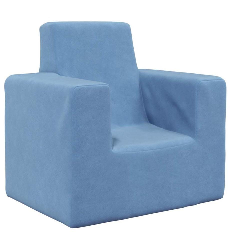 Kindersofa Blau Weich Plüsch