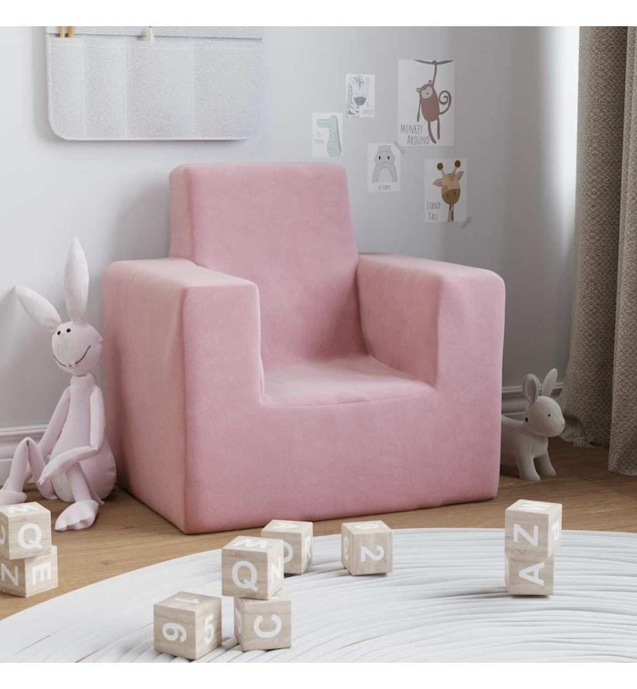 Kindersofa Rosa Weich Plüsch