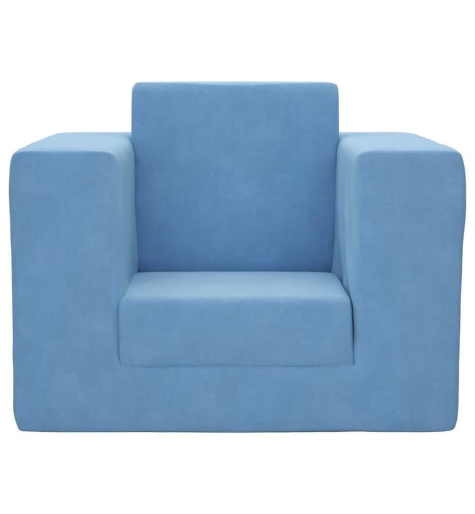 Schlafsofa für Kinder Blau Weicher Plüsch