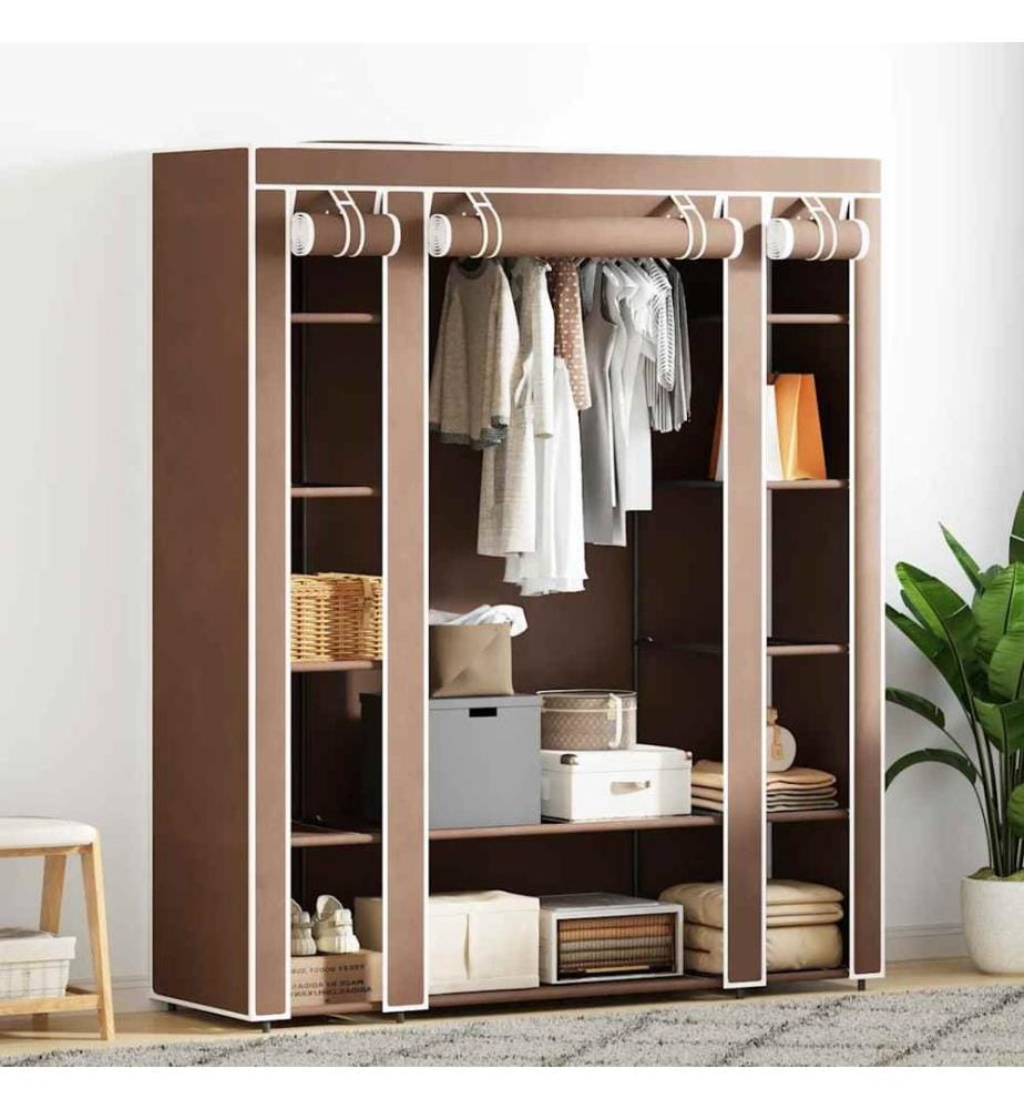 Stoffschrank mit Fächern und Stangen 45×150×176 cm Braun