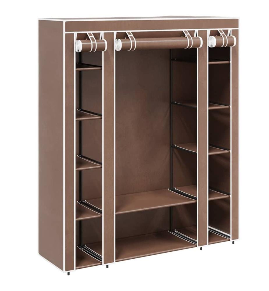 Stoffschrank mit Fächern und Stangen 45×150×176 cm Braun