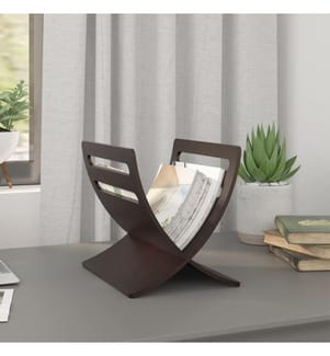 Porte-revue en bois sur pied marron