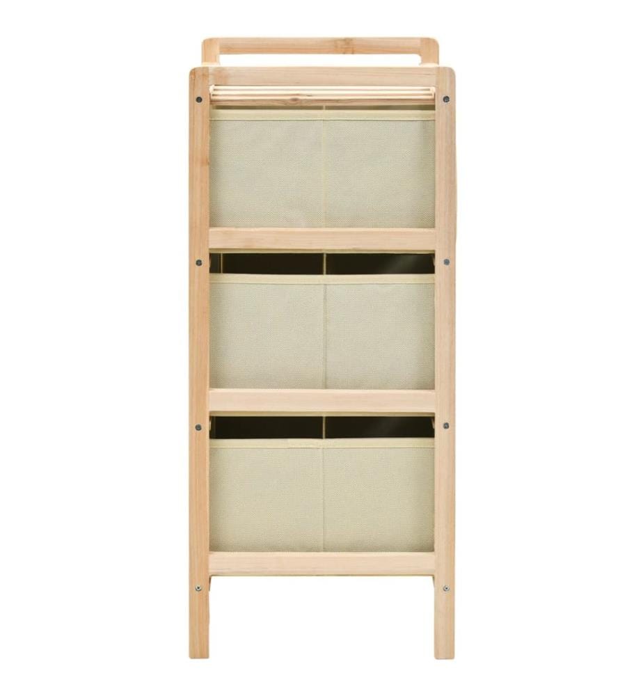 Korb-Kommode mit 3 Stoffkörben Zedernholz Beige