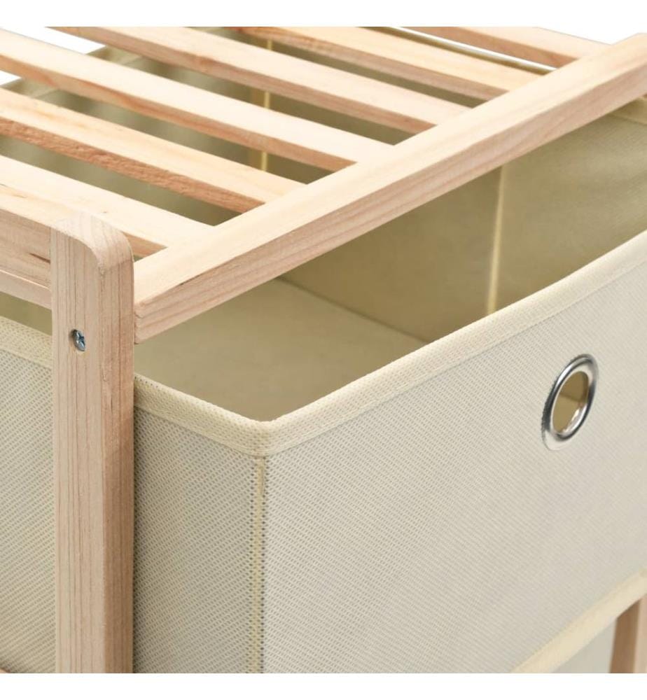 Korb-Kommode mit 3 Stoffkörben Zedernholz Beige
