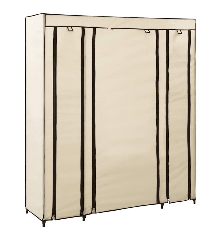 Stoffschrank mit Fächern Kleiderstangen Creme 150x45x176cm