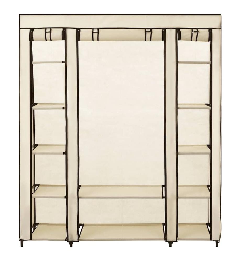 Stoffschrank mit Fächern Kleiderstangen Creme 150x45x176cm