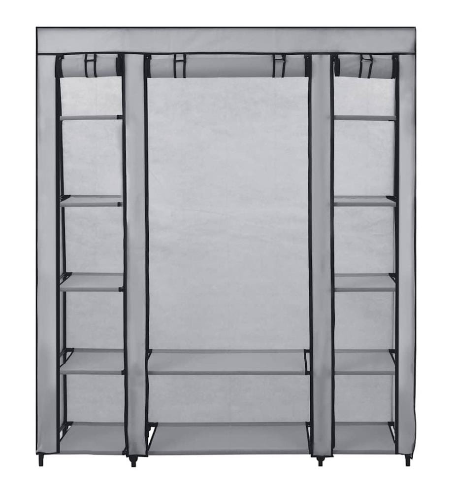 Stoffschrank mit Fächern Kleiderstangen Grau 150x45x176cm