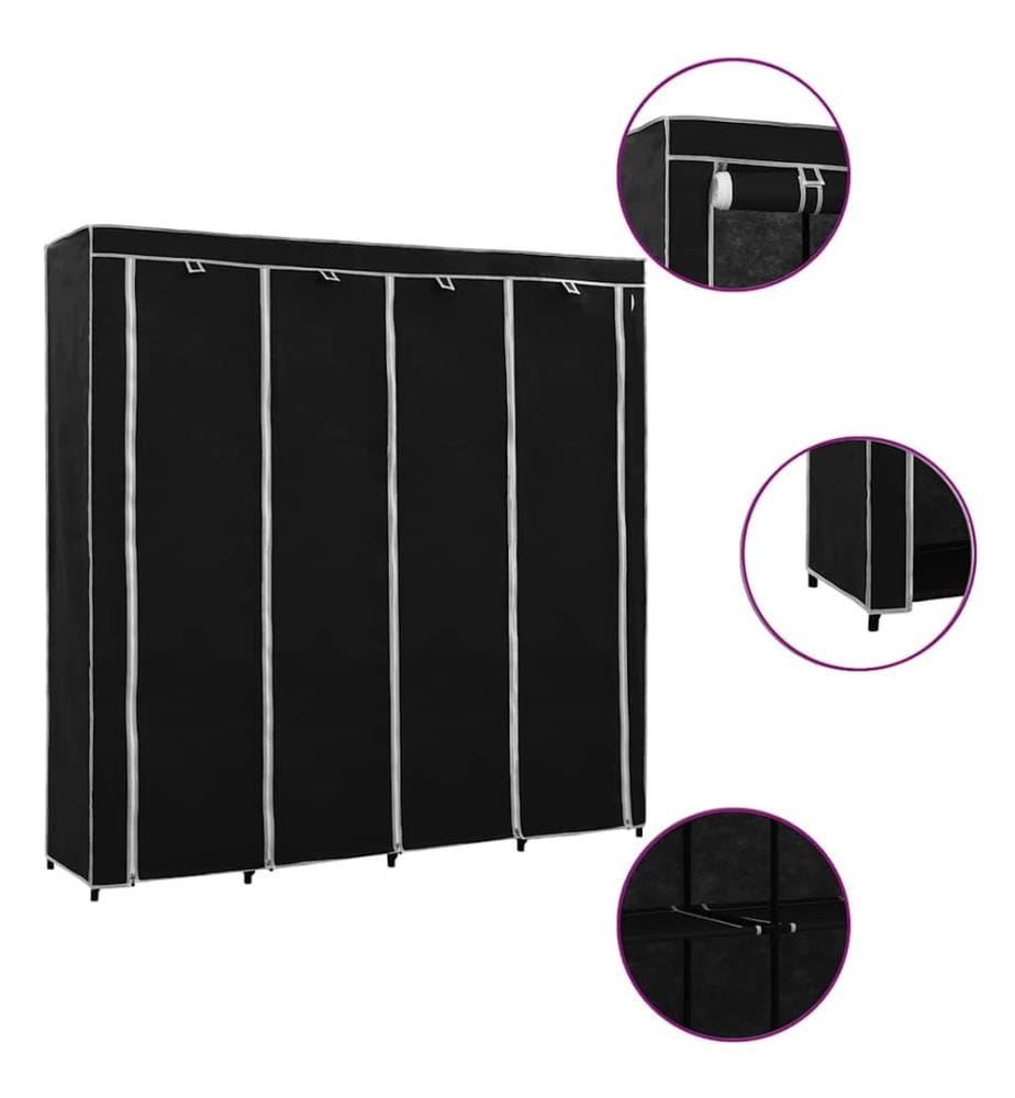 Kleiderschrank mit 4 Fächern Schwarz 175 x 45 x 170 cm