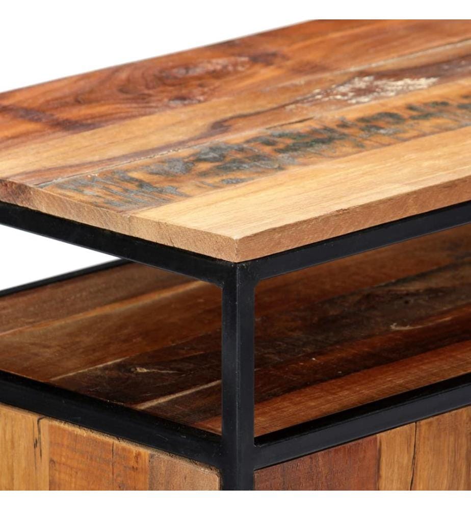 Beistellschrank 60x35x76 cm Massives Altholz und Stahl