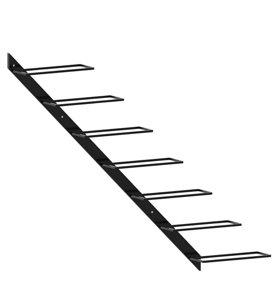 Wand-Weinregal für 7 Flaschen Schwarz Metall