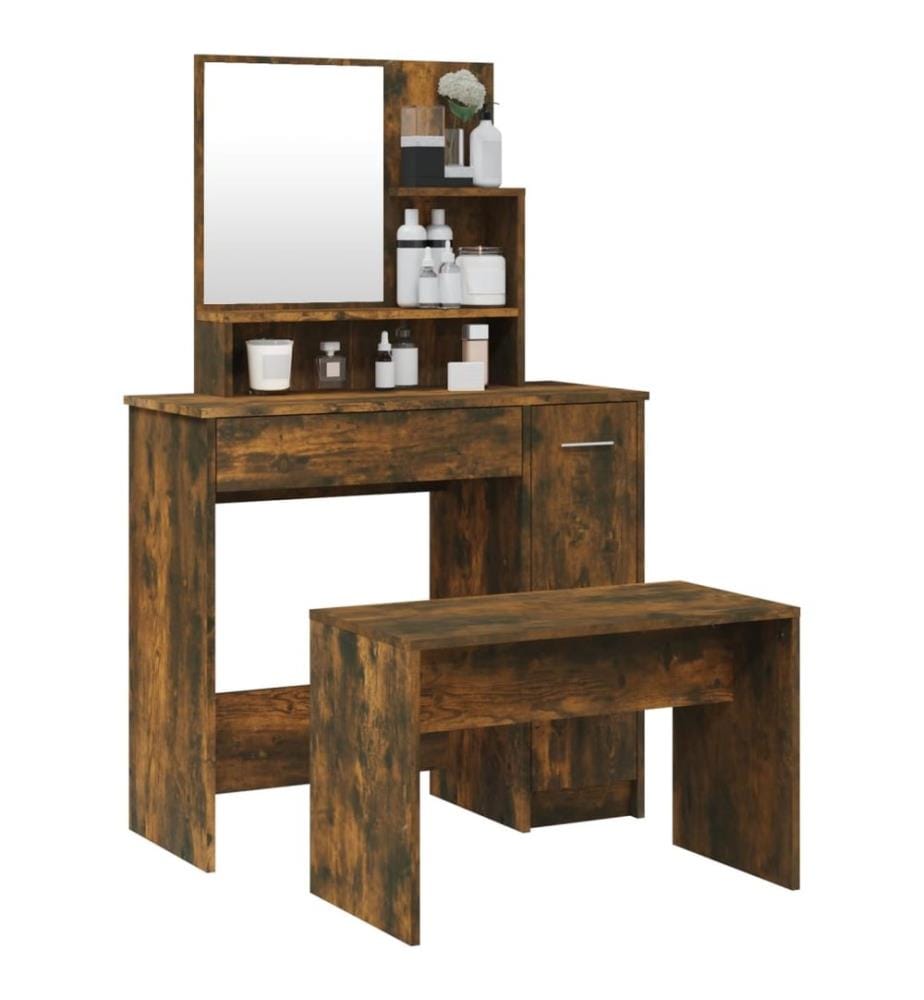 Ensemble de coiffeuse Chêne fumé 86,5x35x136 cm