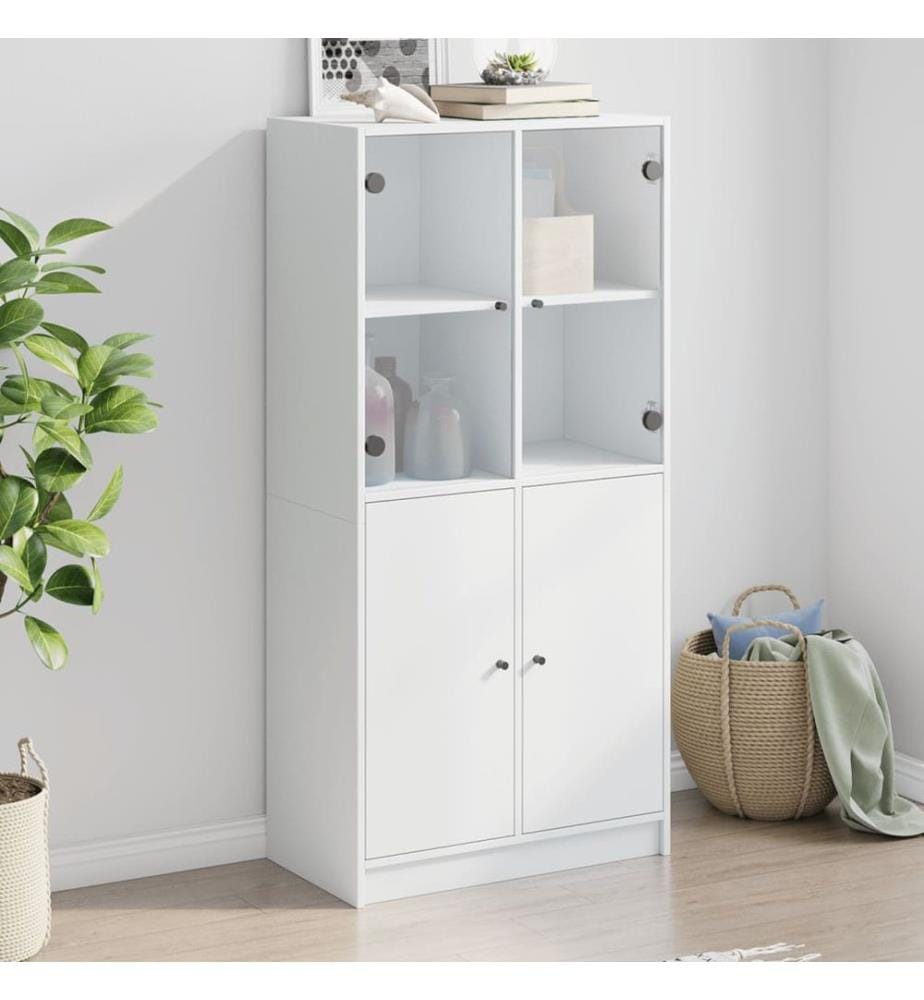 Highboard mit Türen Weiss 68x37x142 cm Holzwerkstoff