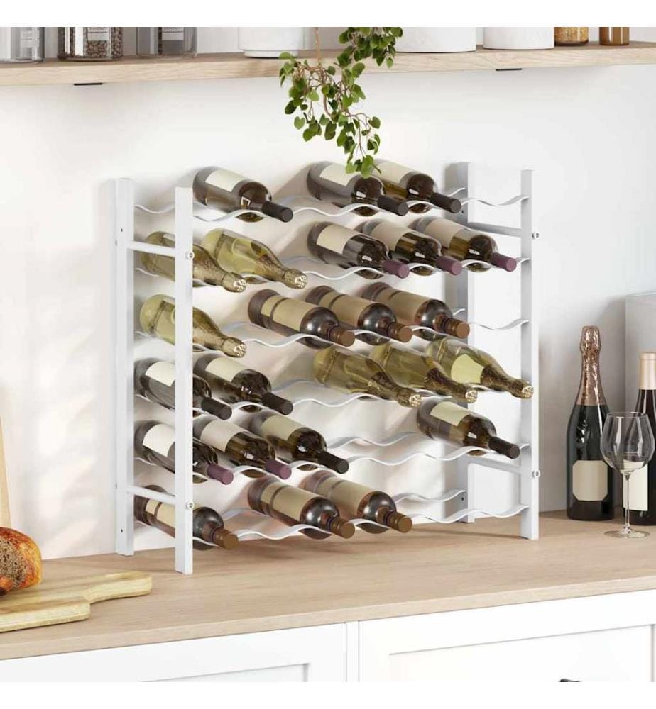 Weinregal für 36 Flaschen Weiss Metall