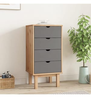 Schubladenschrank OTTA Braun&Grau 45x39x90 cm Massivholz